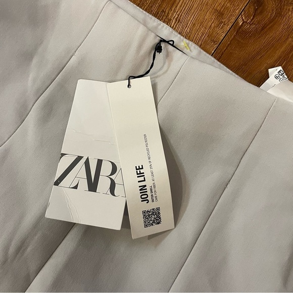 ZARA Women’s Glen Light Gray Flare Leg Slacks Side Zip Size Medium NWT - Picture 7 of 11